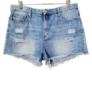 Blank NYC Frayed Cutoff Distressed High Rise Wedge Denim Jean Shorts